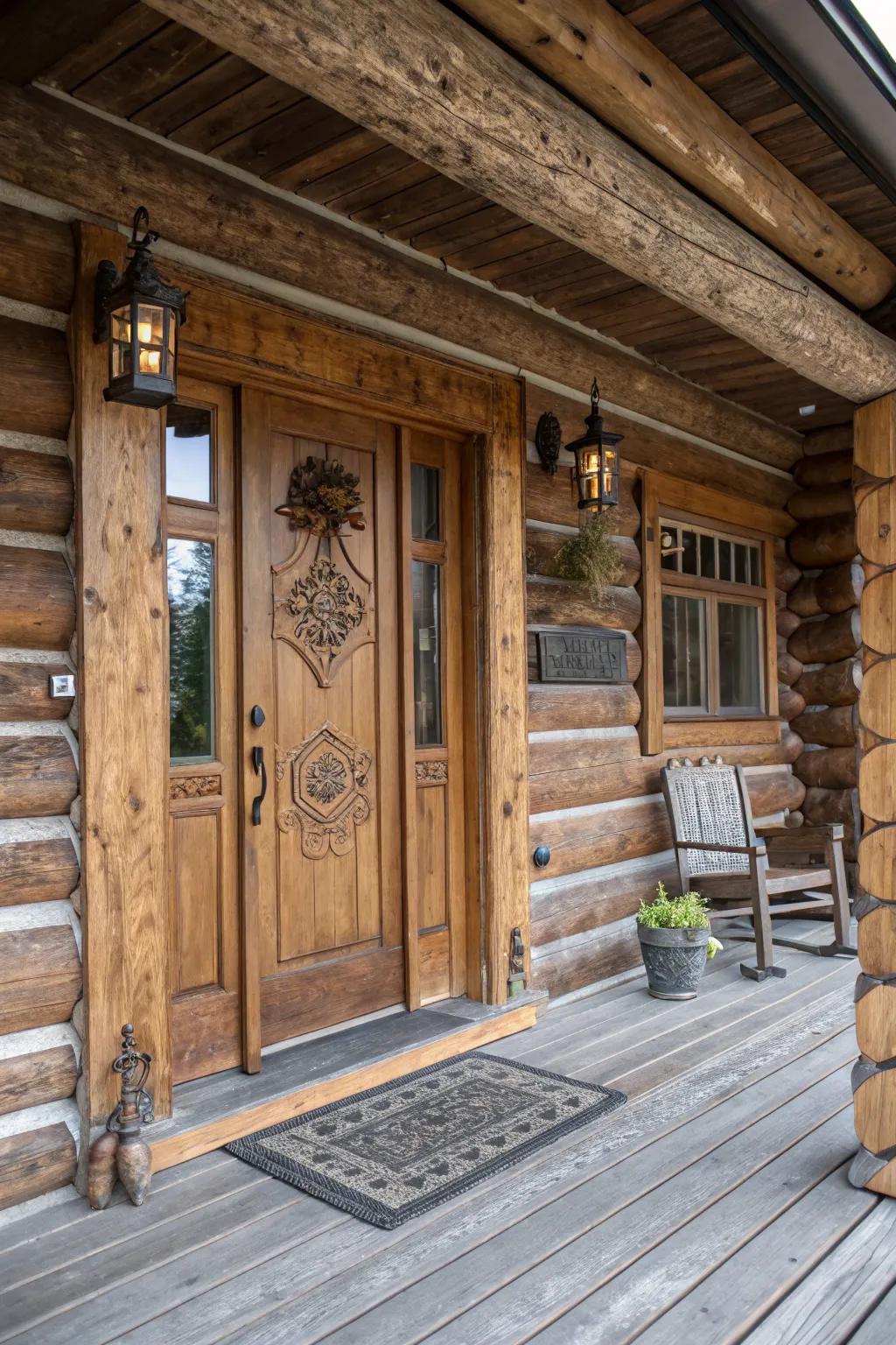 A rustic entryway welcomes guests with charm.