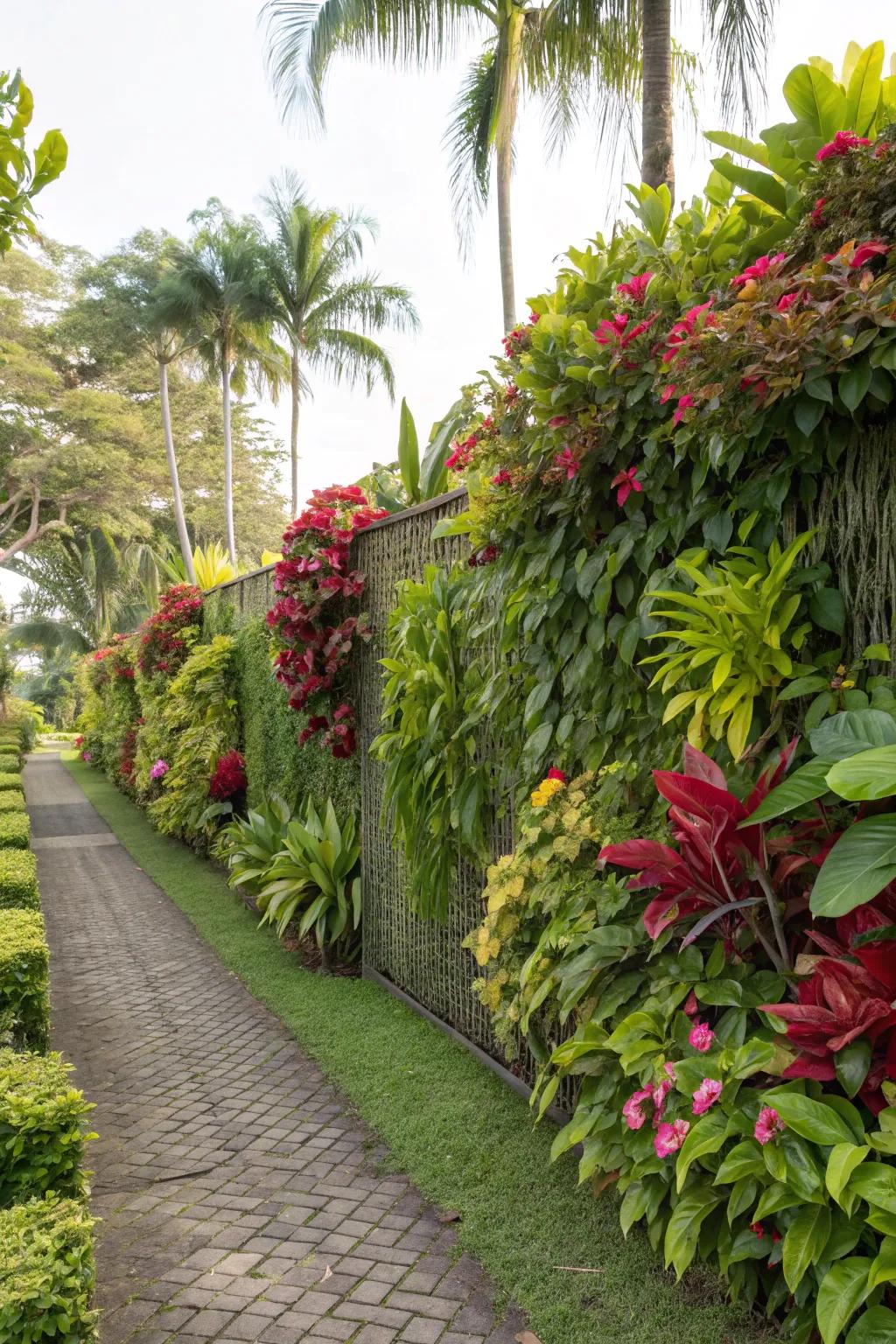 A living green wall integrates nature and modern design seamlessly.