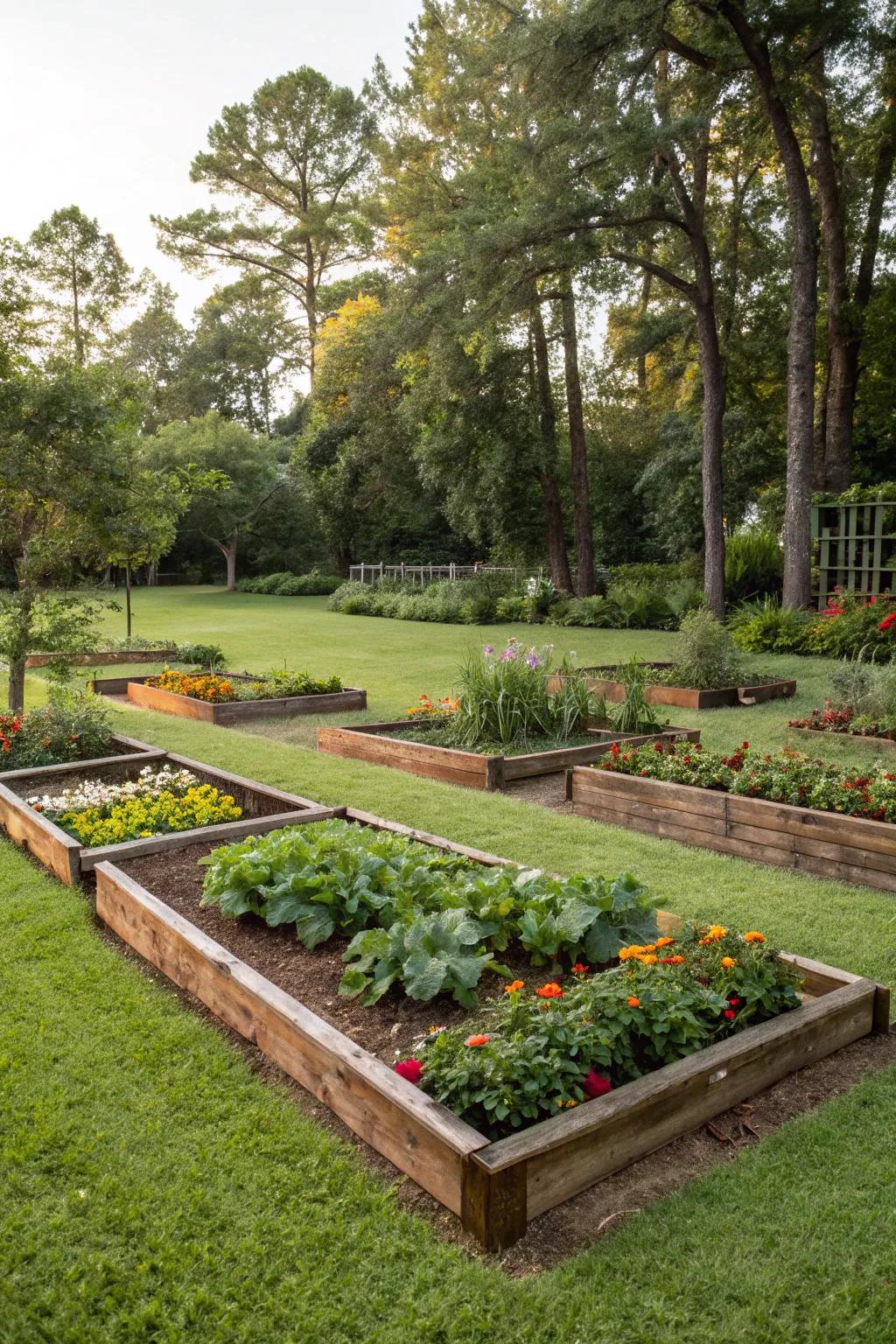 Raised beds offer convenience and structure.