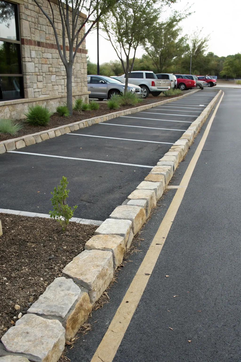 Clear boundaries keep the parking strip organized and neat.