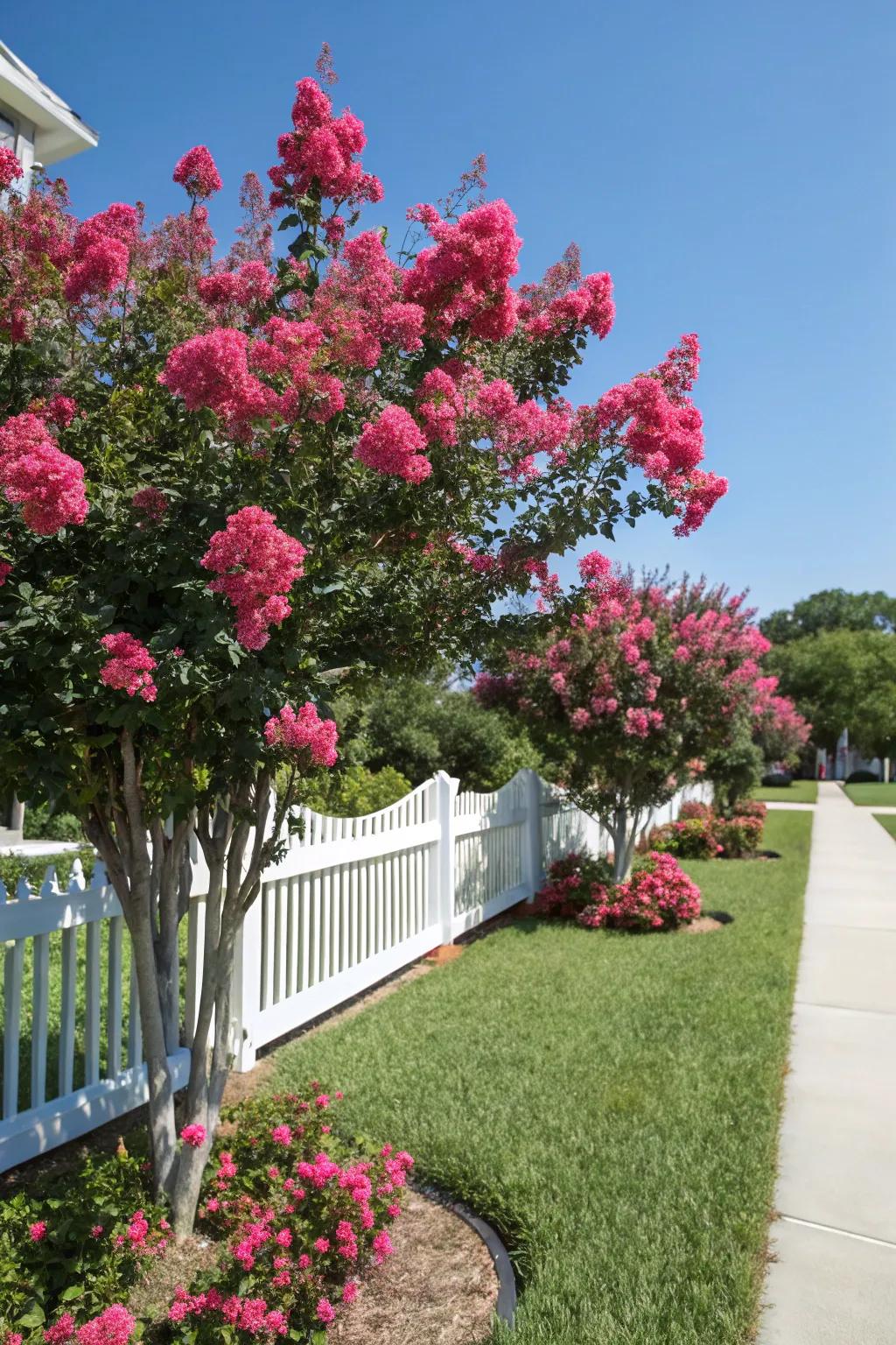Dwarf Crape Myrtle offers extended summer blooms.