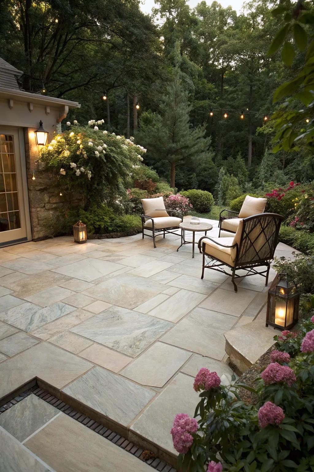 Stylish flooring that enhances the patio's luxurious feel