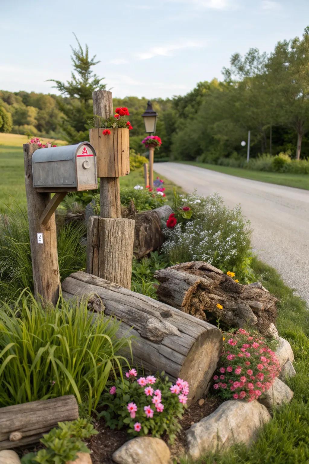 Rustic elements bring a touch of nature's charm.