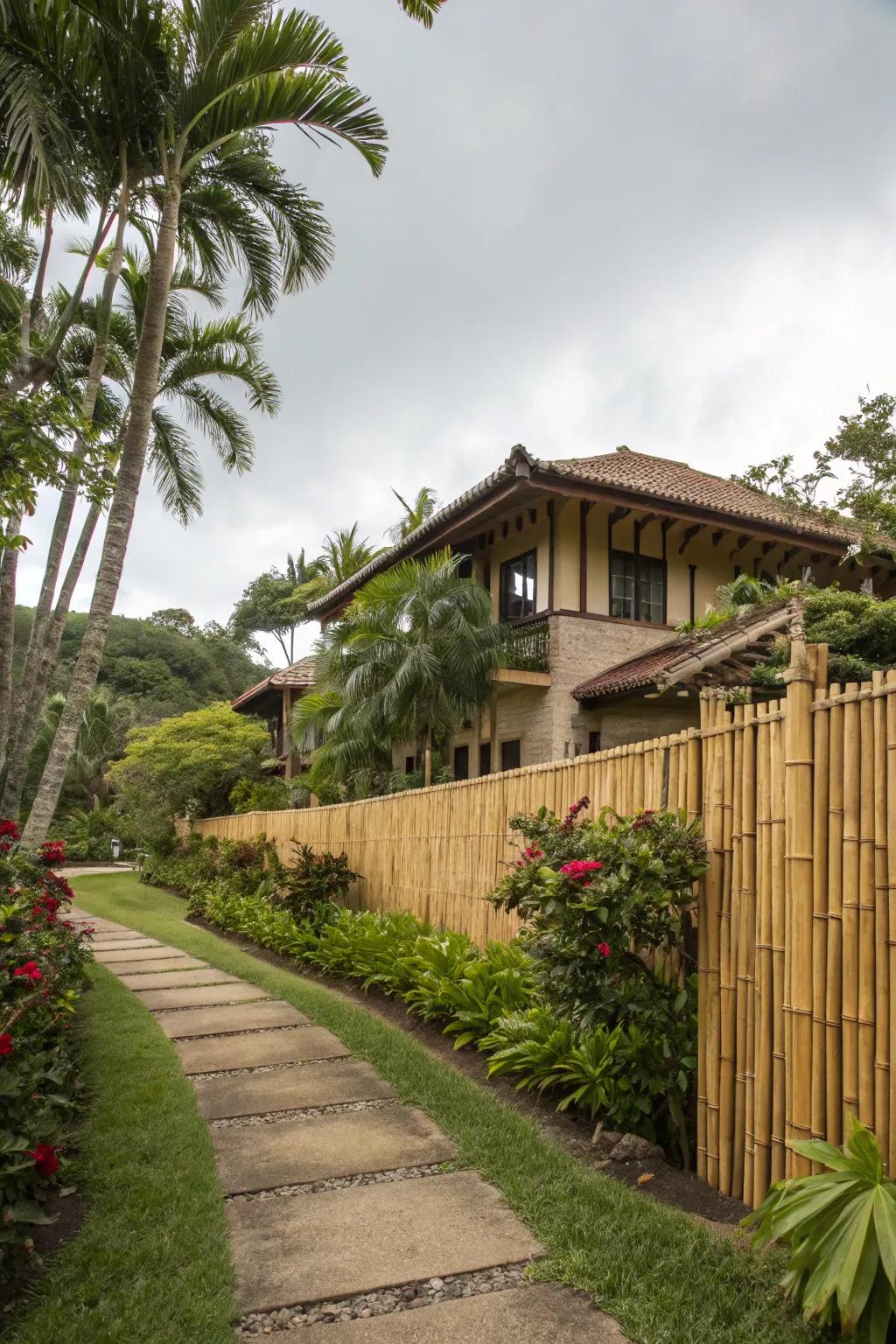 Opt for sustainable style with a bamboo fence for an exotic touch.