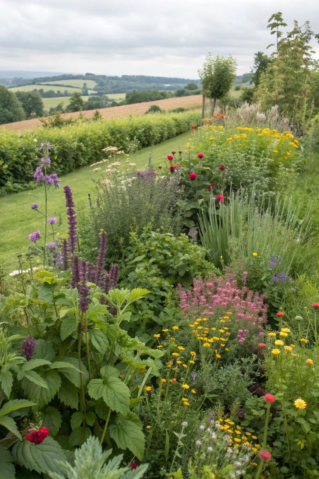 A meadow garden where beauty meets practicality.