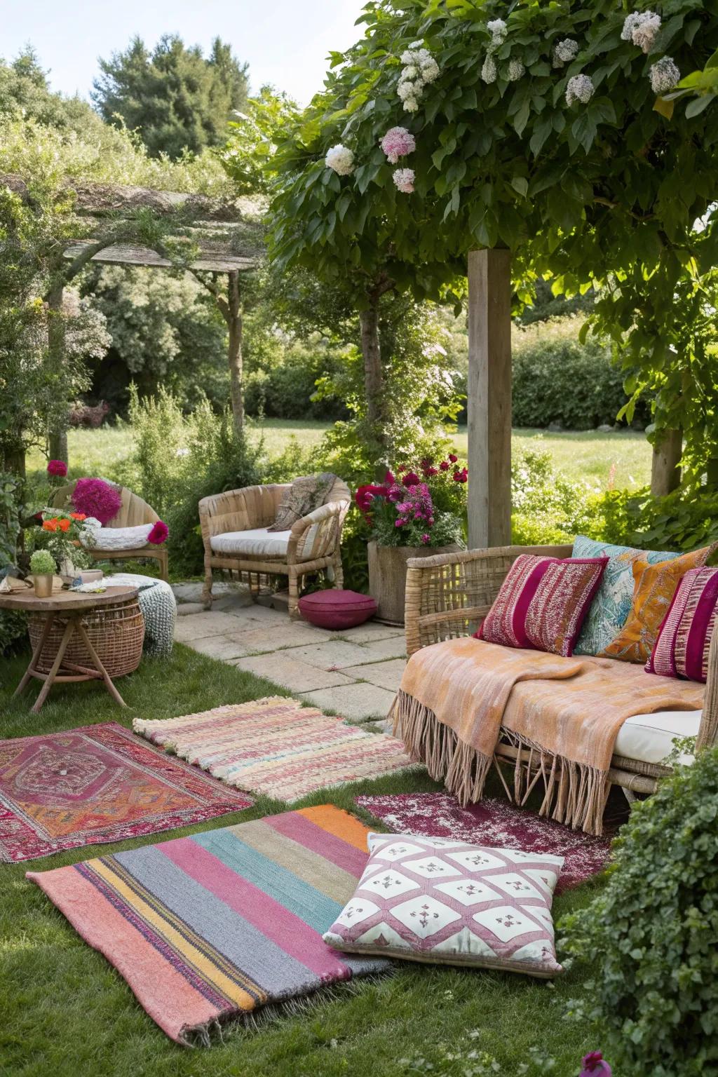 Cultural decor adds warmth and personality.