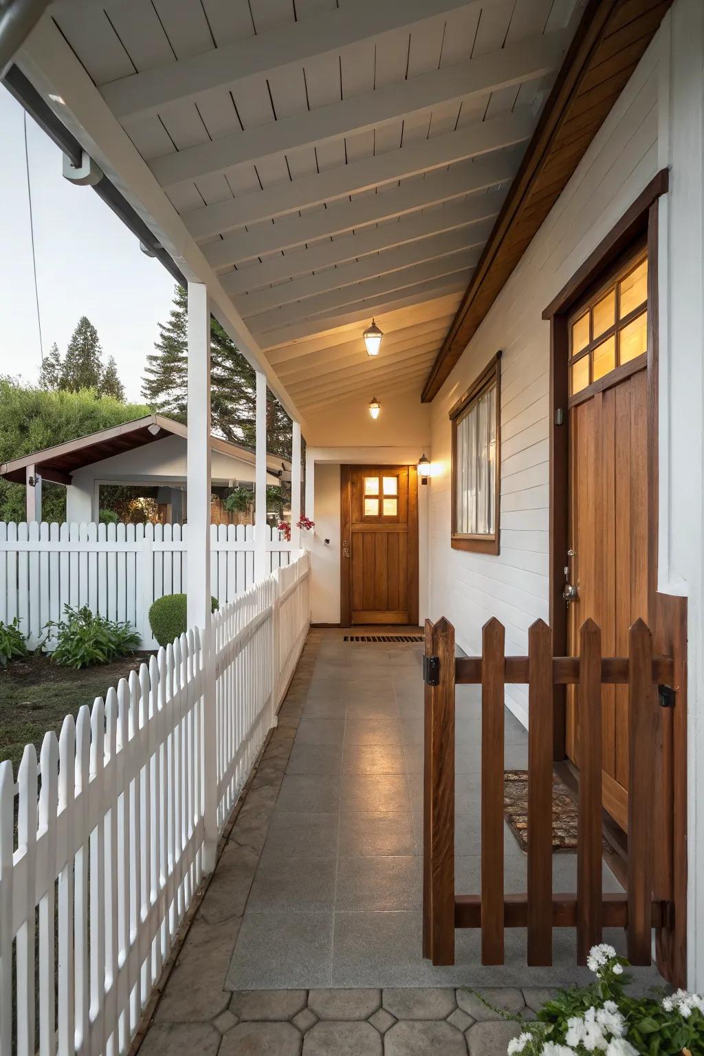Pony walls with wood slats add a decorative touch.