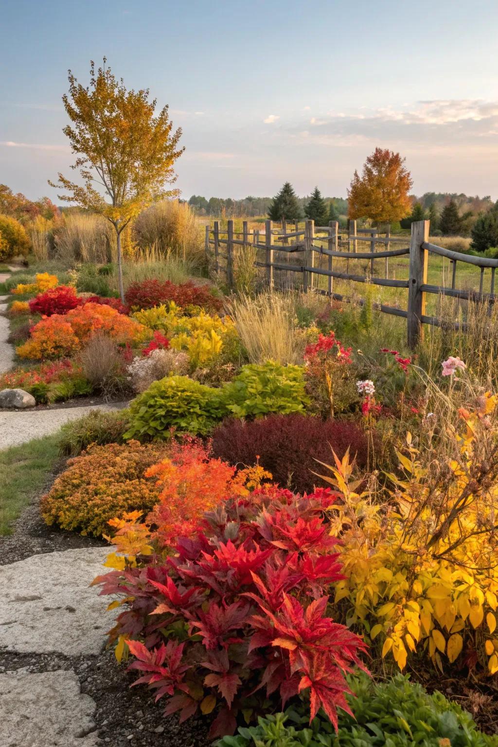Seasonal foliage provides year-round interest.