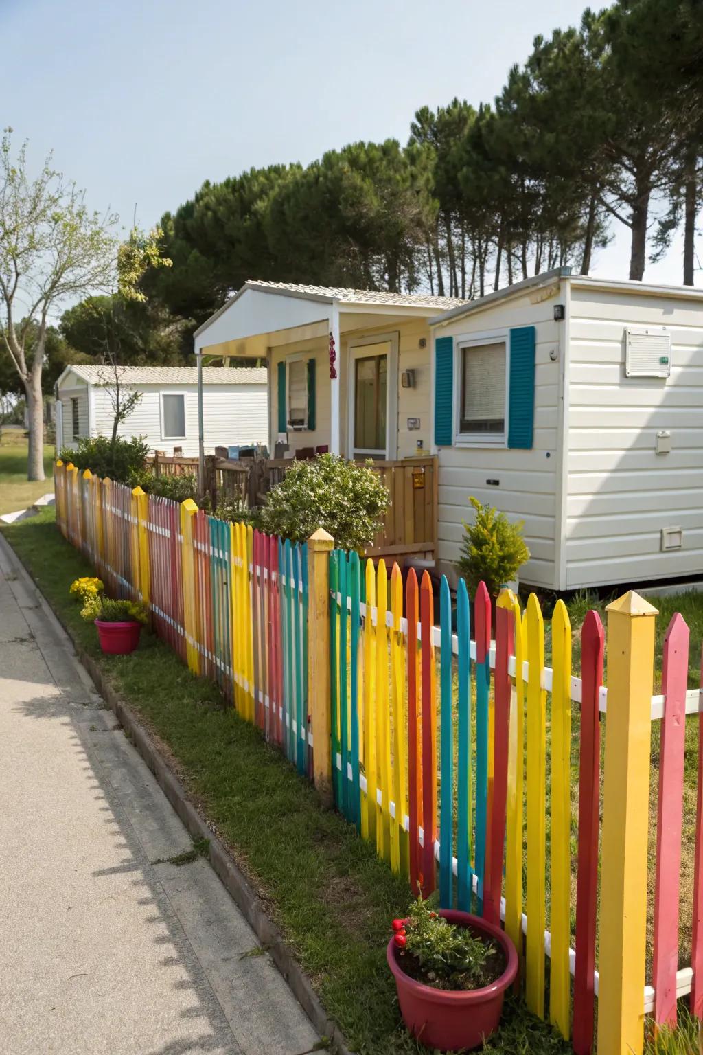 Brightly painted fences add a splash of personality and color.