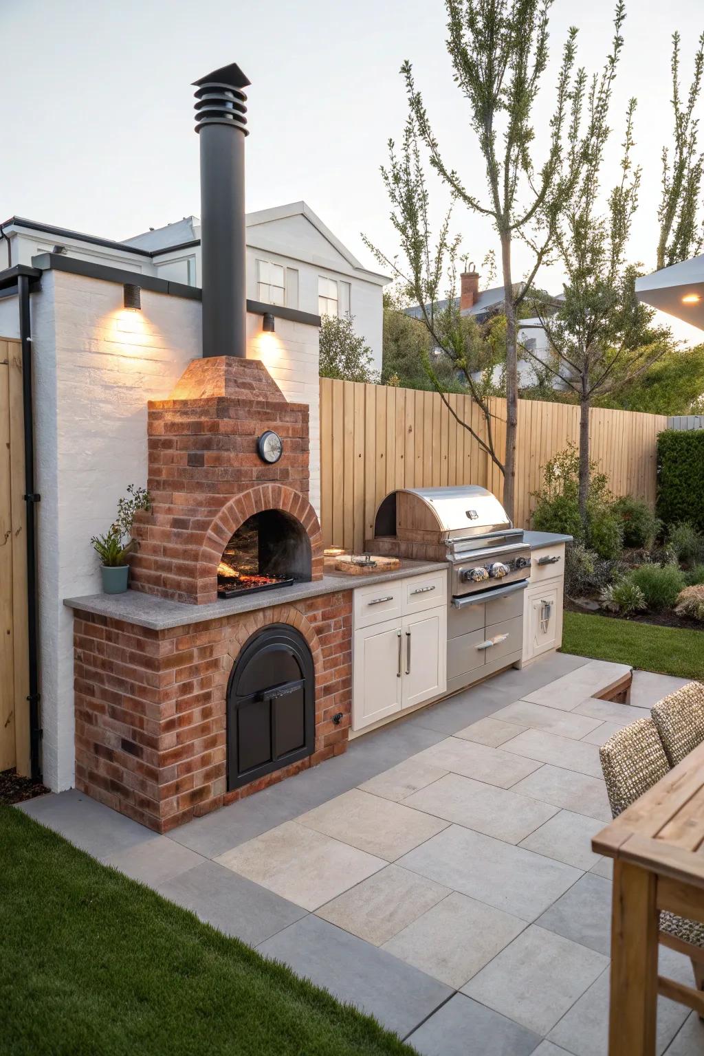 A versatile BBQ station with multiple cooking options.