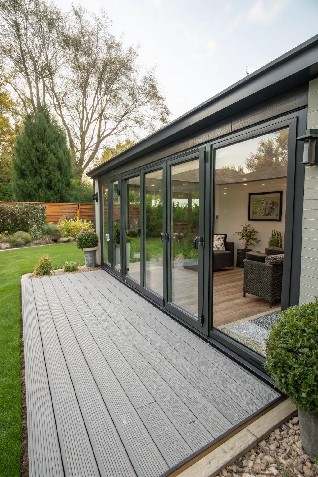 A garden room with decking extends your living space outdoors.