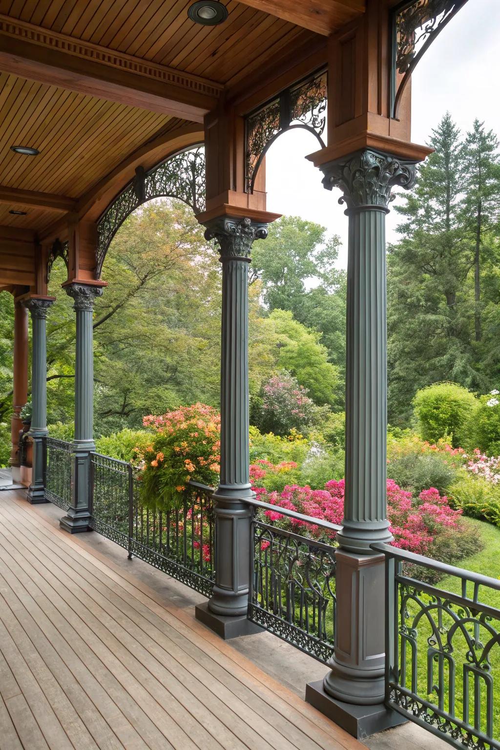 Mixed materials give these columns a unique and modern look.