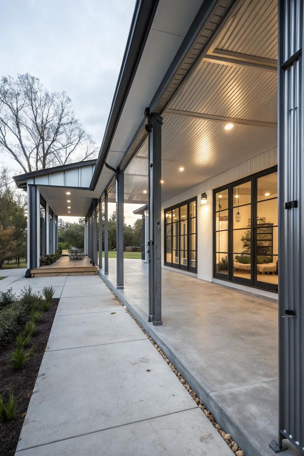 Aluminum columns provide durability with a modern edge.