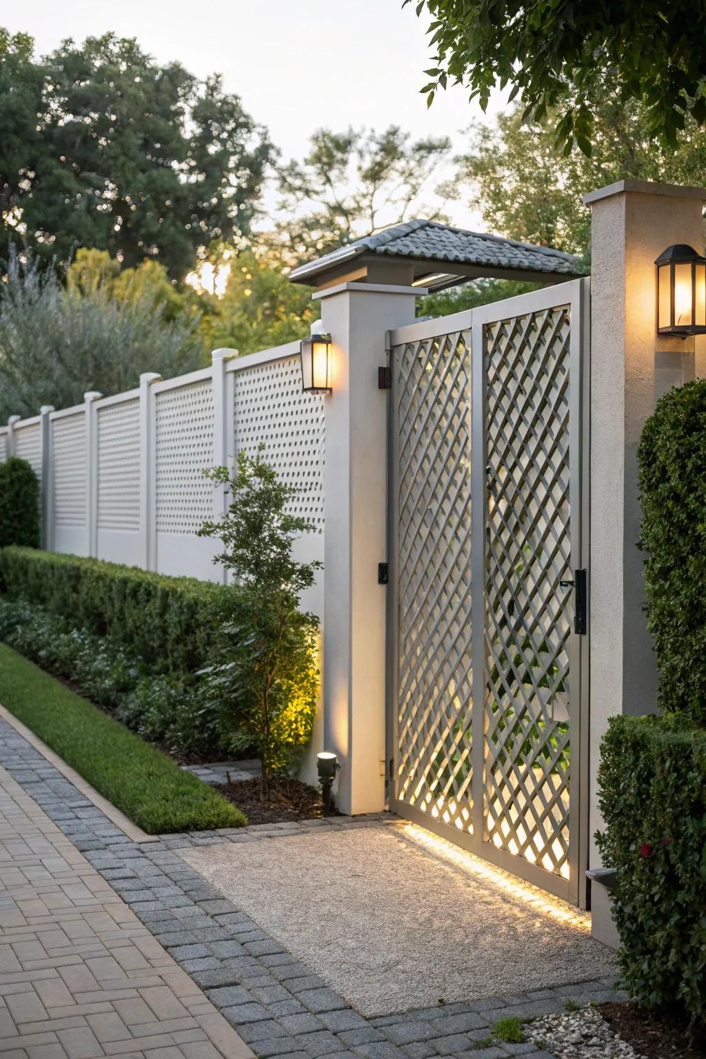 A vertical lattice pattern gate for a trendy look.