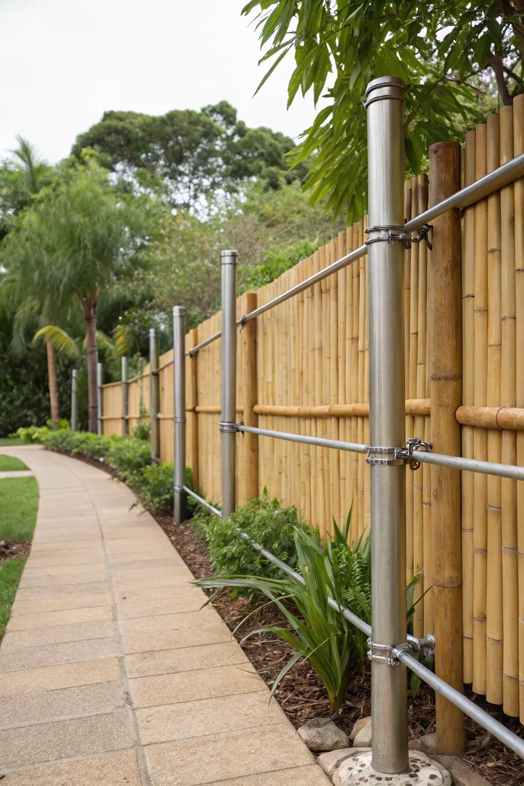 Sustainable bamboo and metal fence design