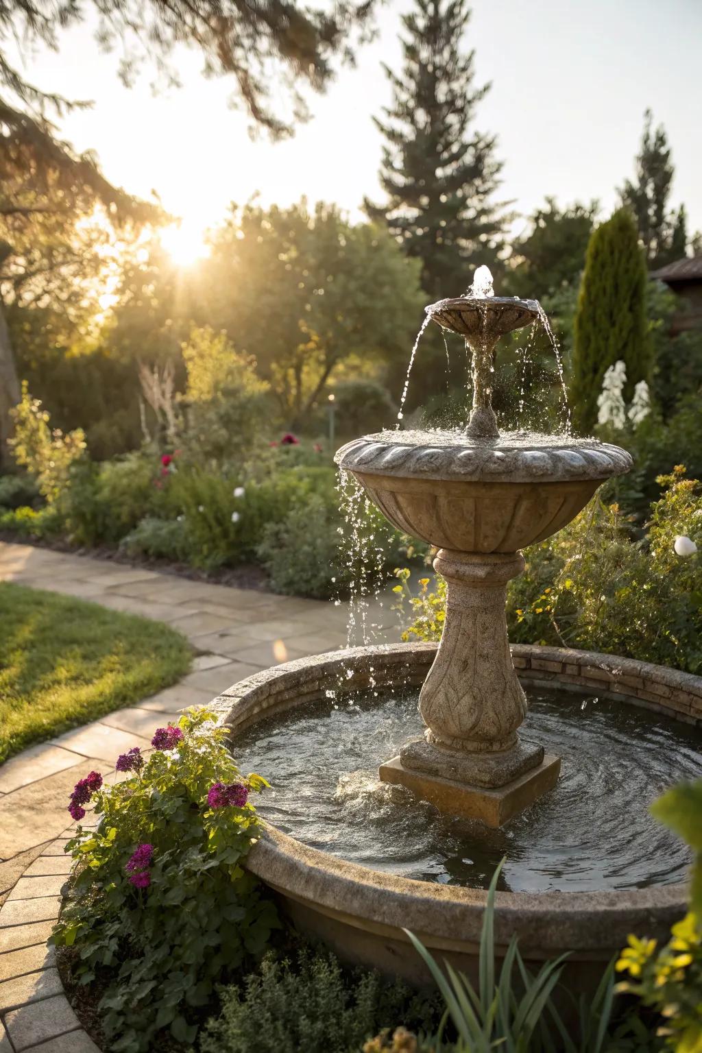 Opt for sustainability with a solar-powered fountain.