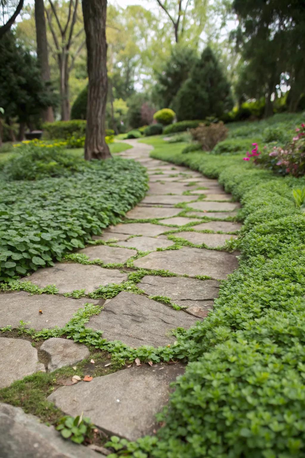Enhance your path with lush ground cover