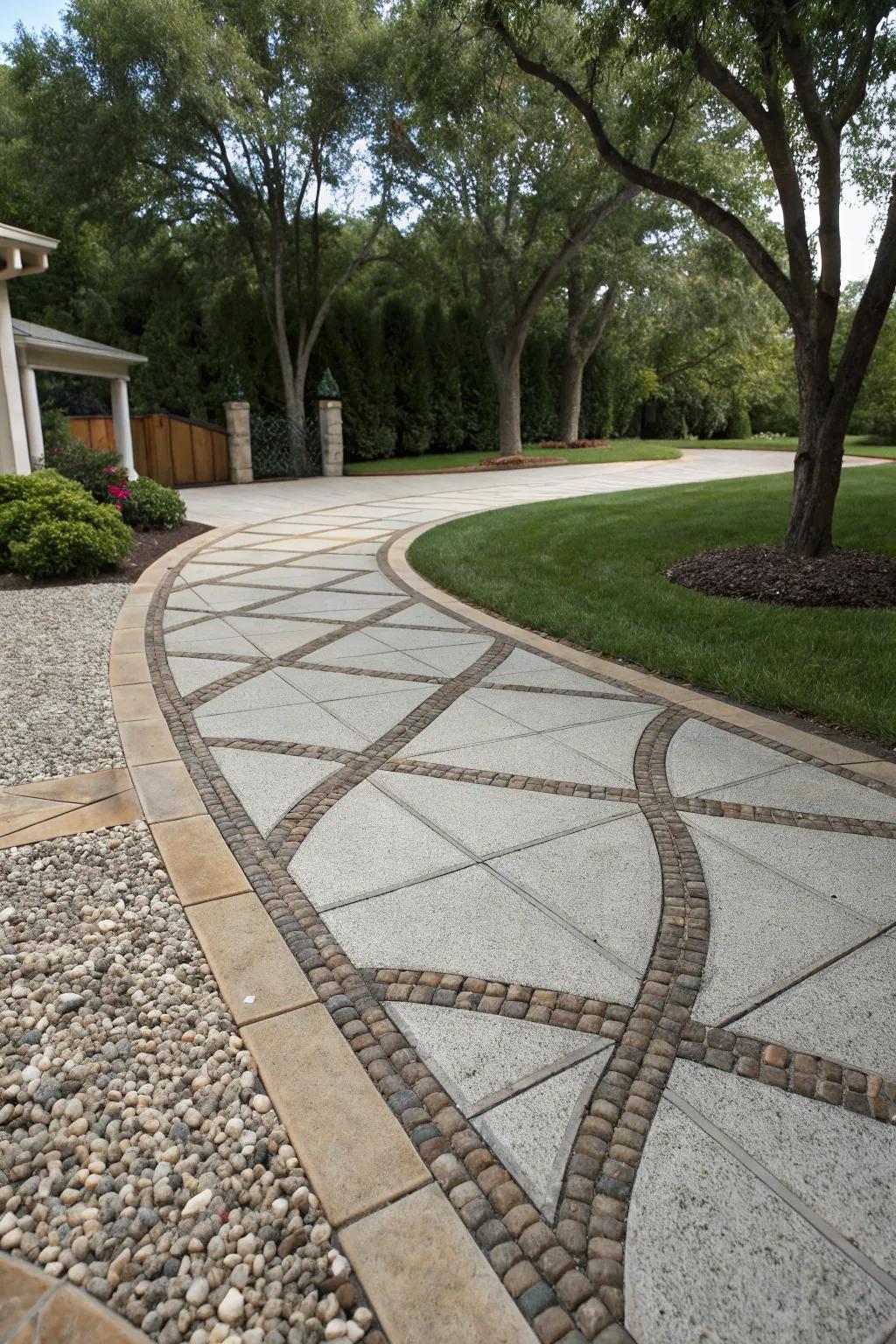 Modern meets organic with sculpted ribbons of concrete and stone.
