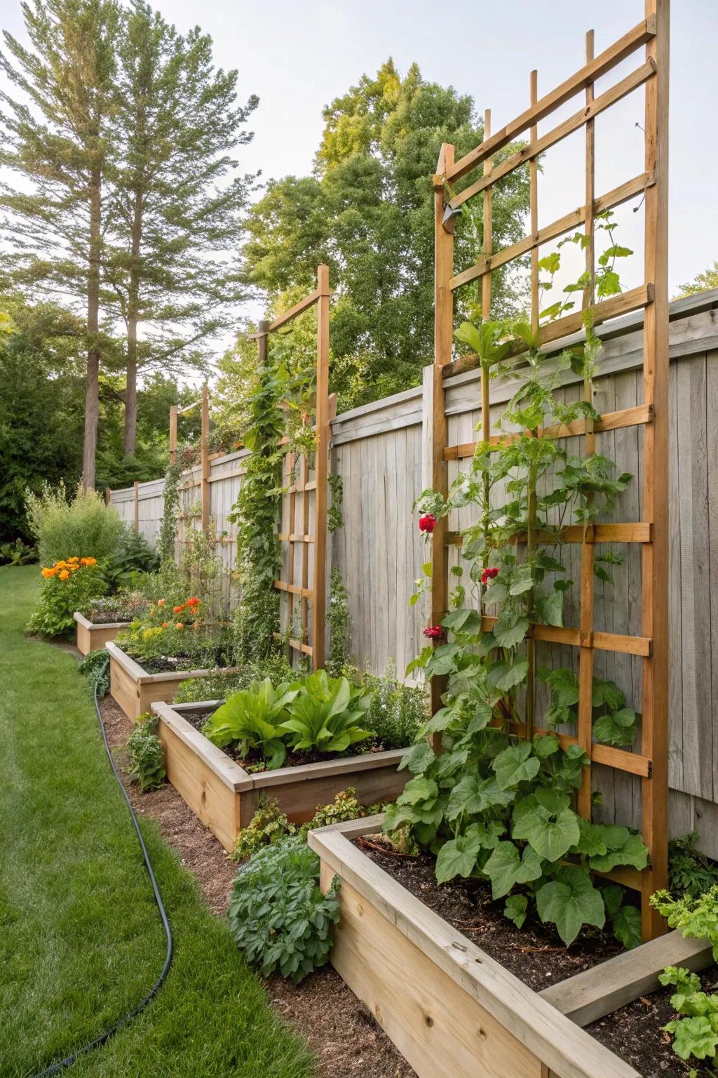 Vertical gardens add lush greenery in compact spaces.