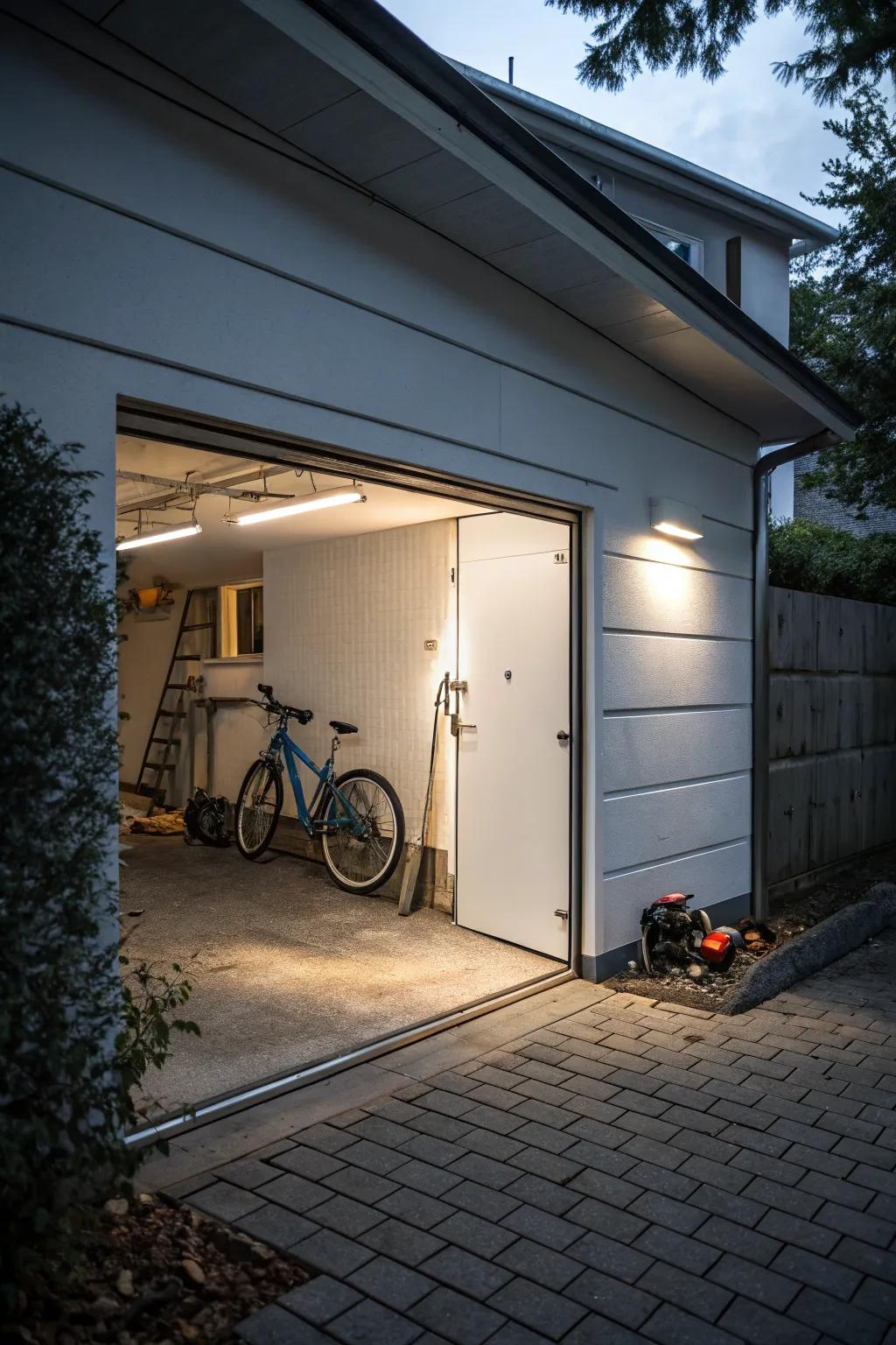 A garage with a hidden entrance for a unique touch.