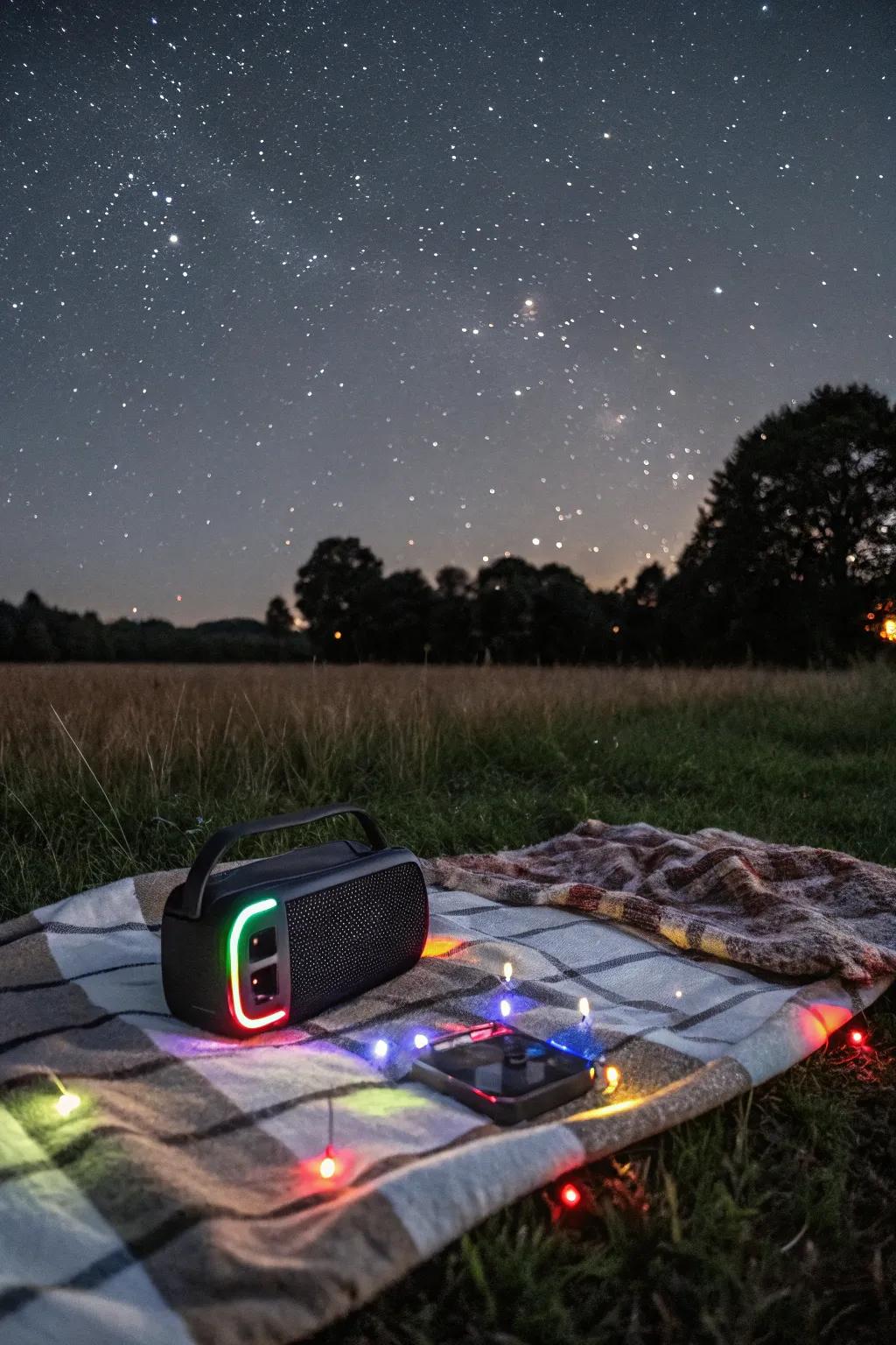 Music playing softly in the background, enhancing the picnic atmosphere.