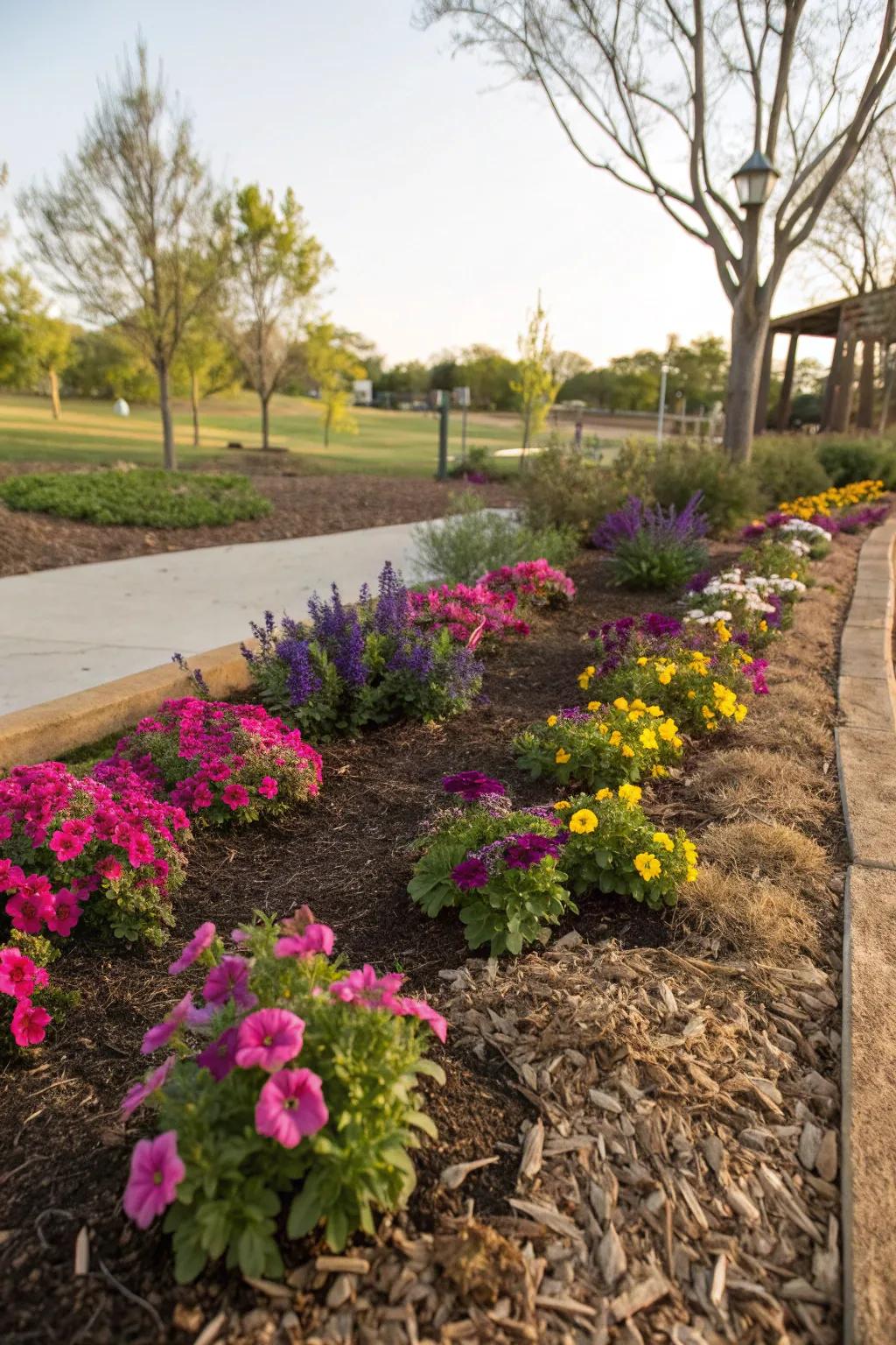 Mulch provides a polished finish and aids in plant health.