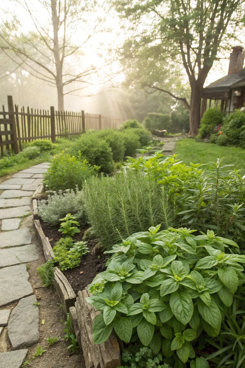 An herb garden offering fresh ingredients and fragrant aromas.