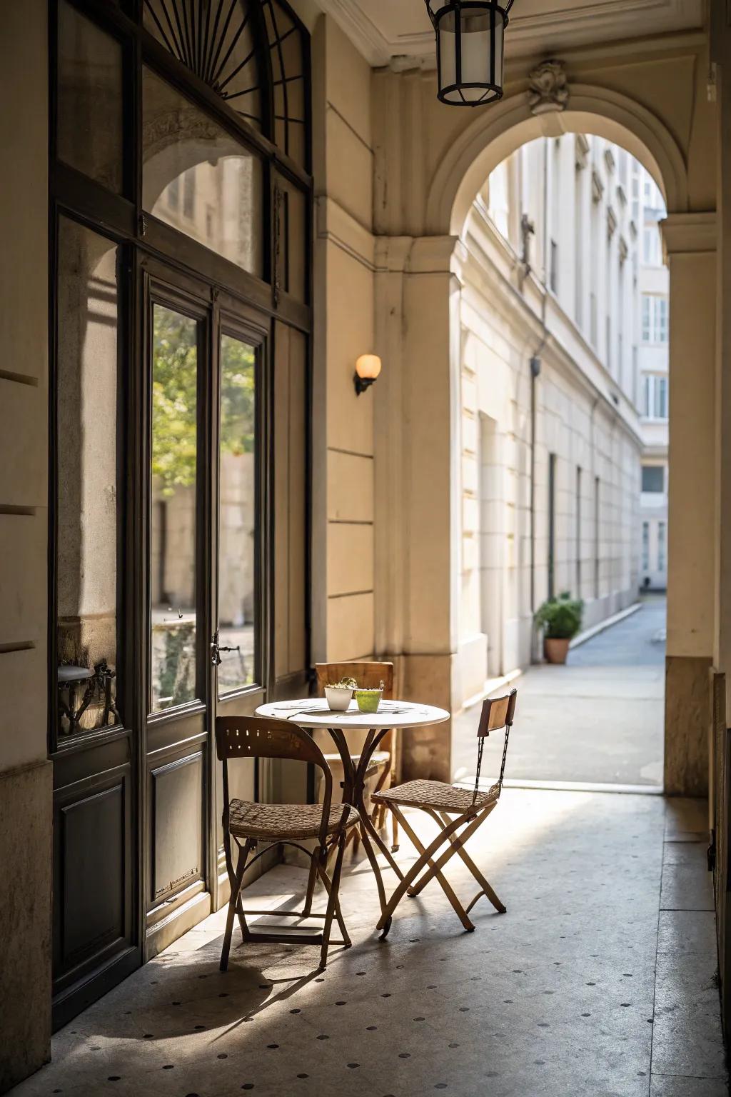 A cafe corner in your breezeway offers a cozy spot for relaxation.