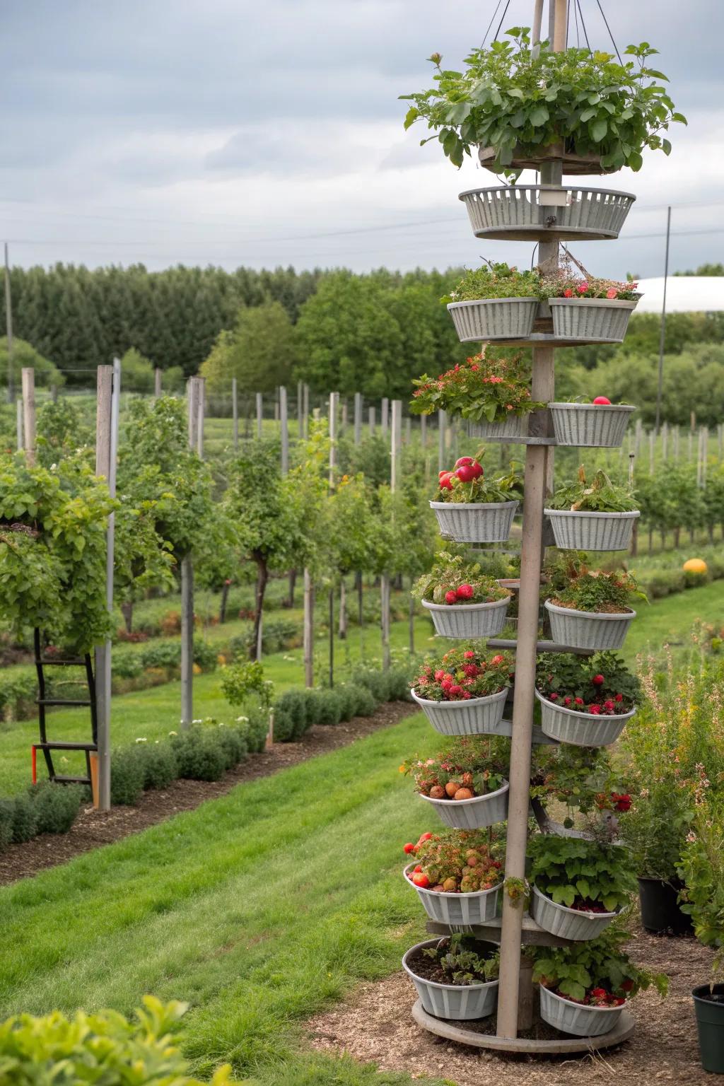 Vertical gardening maximizes space and adds visual interest.