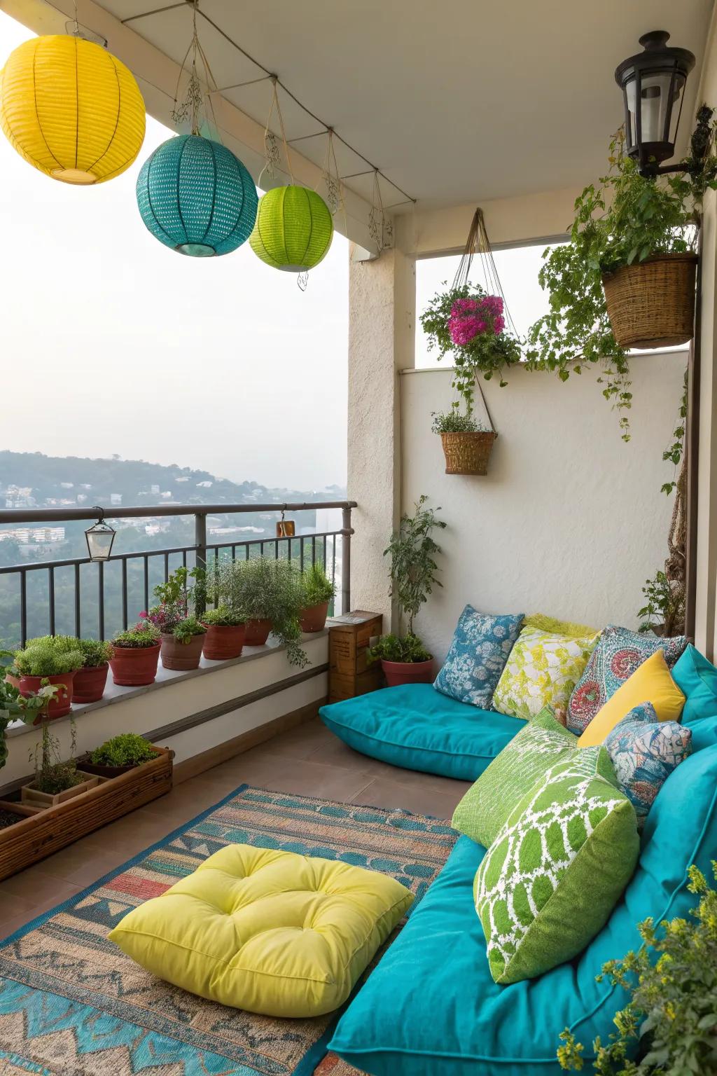 Bold colors bring this patio to life with energy and style.