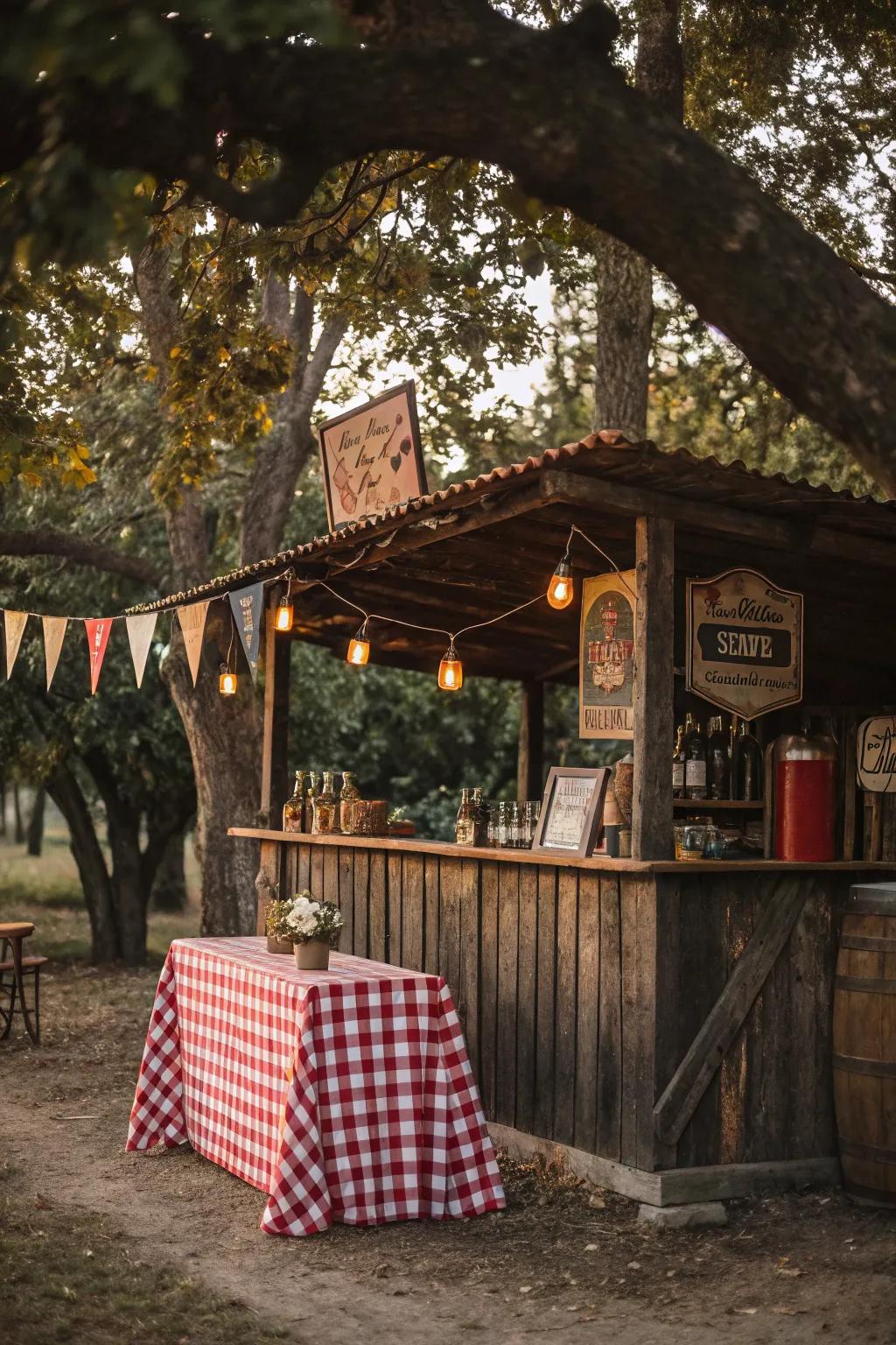 A vintage-inspired bar exudes timeless charm.