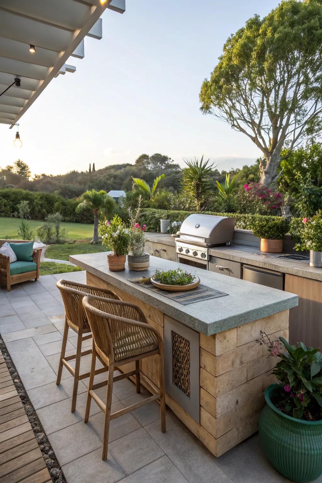 Make a sustainable statement with recycled materials.