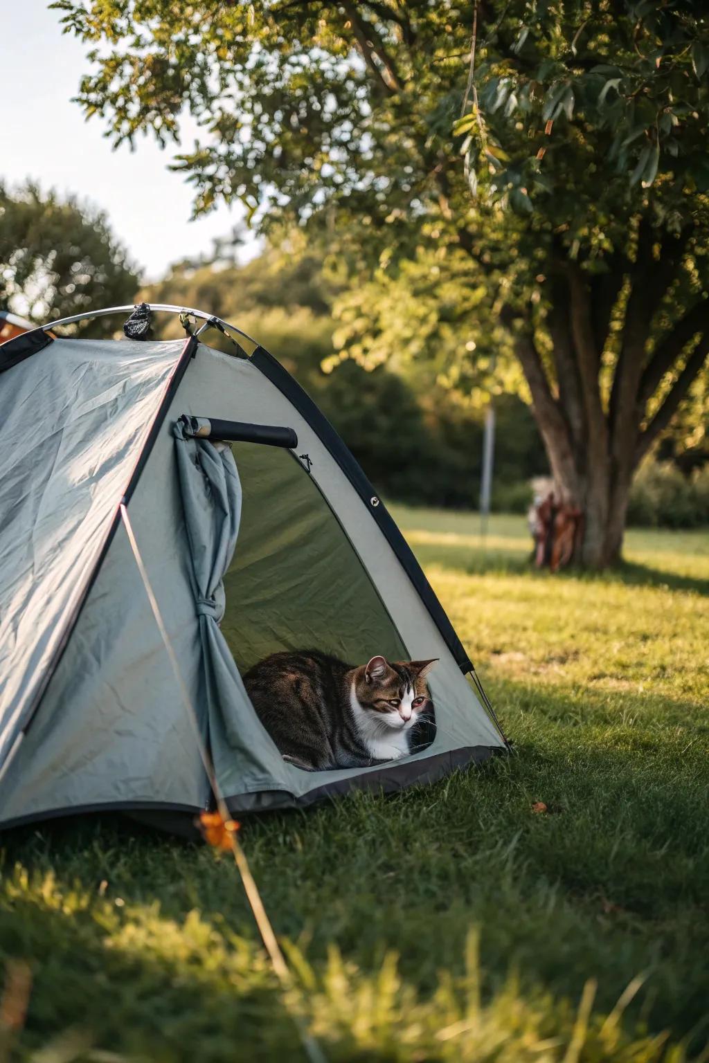 Portable fabric tents offer flexibility and comfort for outdoor cats.