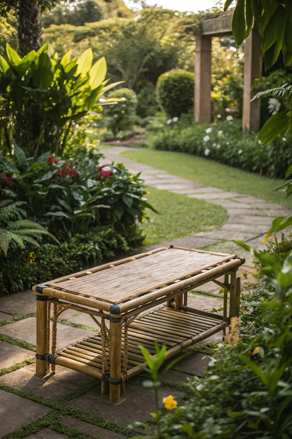 Natural serenity: Bamboo tables for a calming vibe.