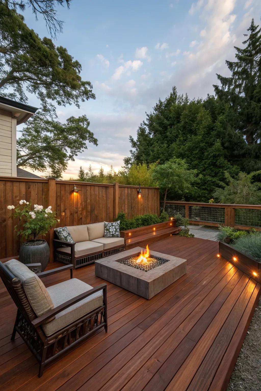 Redwood planks add warmth and natural beauty to deck spaces.