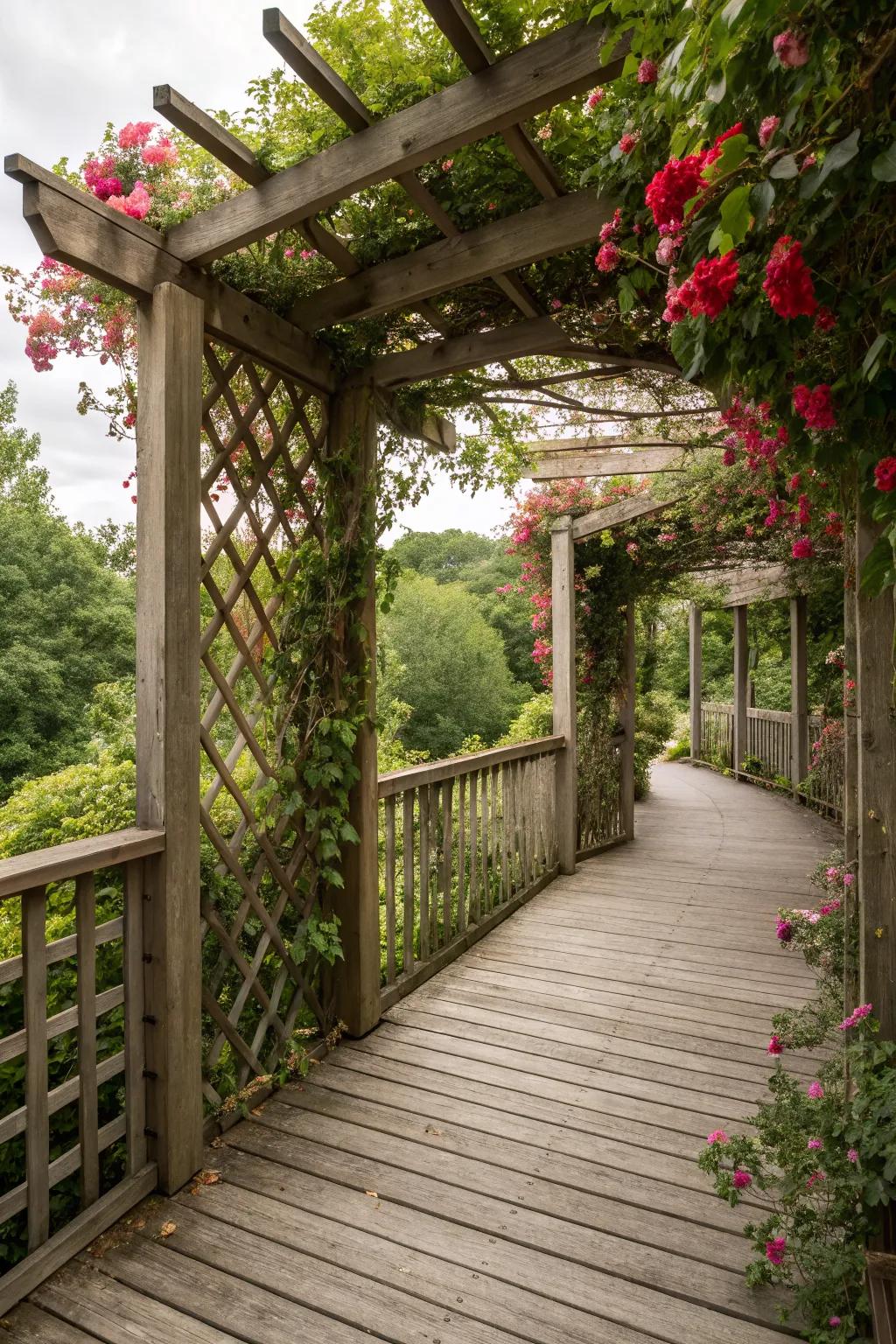 A trellis with vines offers a fragrant and beautiful privacy option.