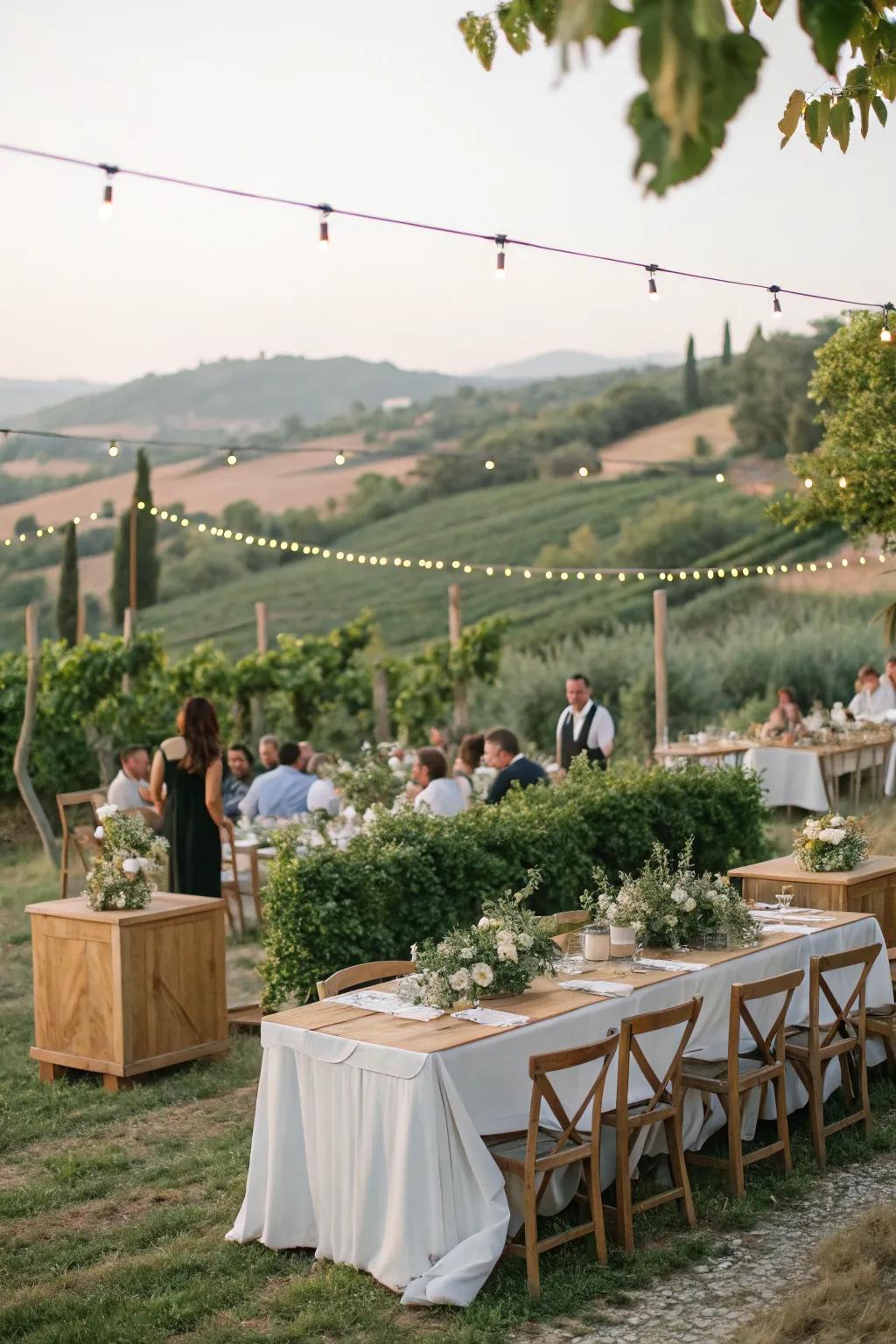 An Italian-inspired vineyard engagement party.