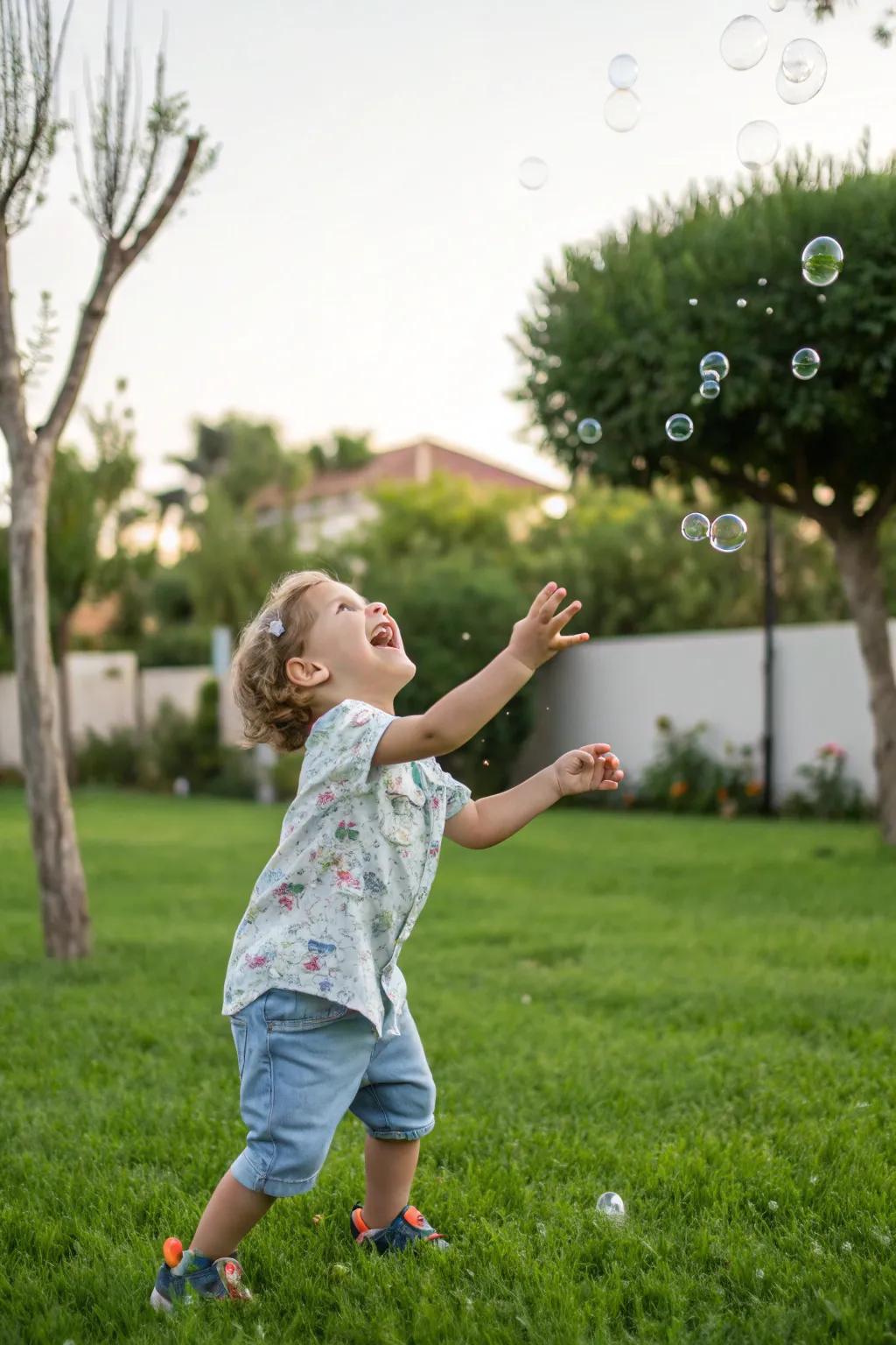 Bubbles bring a whimsical and playful element to the photoshoot.