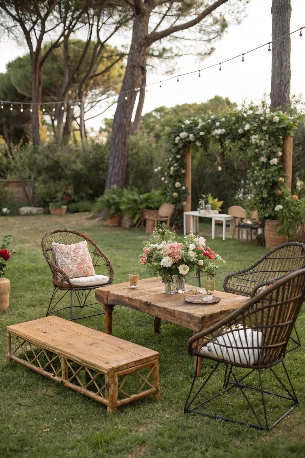 Create visual interest with a harmonious mix of materials.