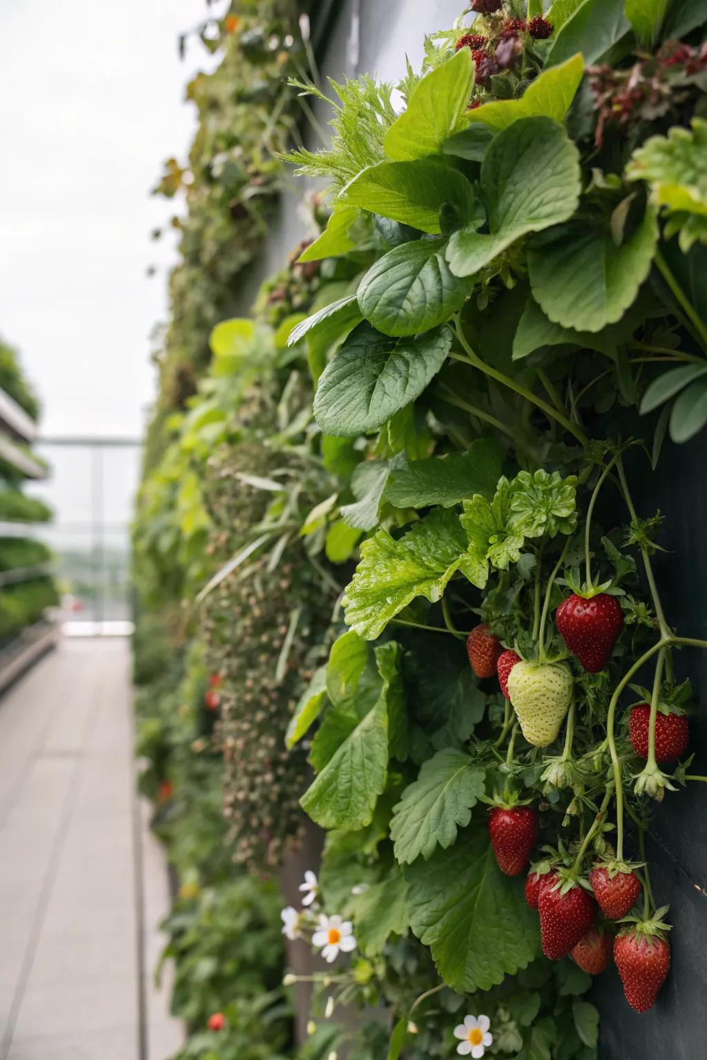An edible living wall combines beauty and functionality.