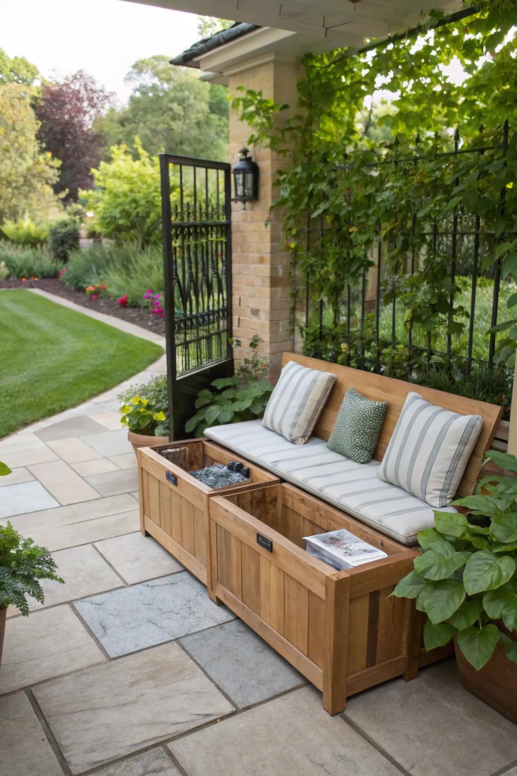 Smart storage keeps your patio organized and clutter-free.