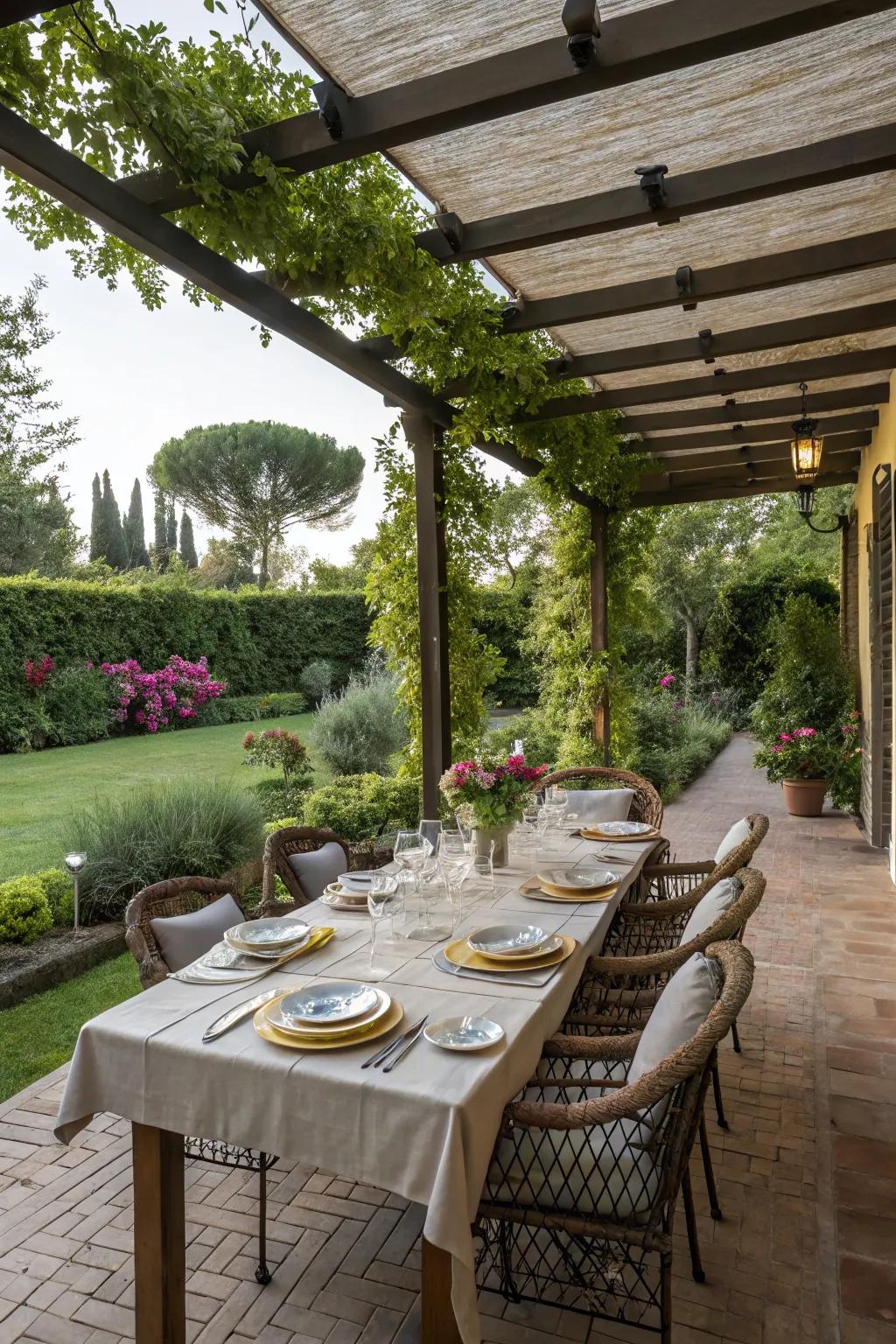 Create memorable meals with alfresco dining under your pergola.