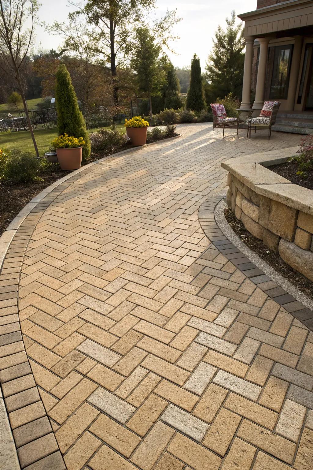 Artistic paver patterns add a unique touch to your patio.