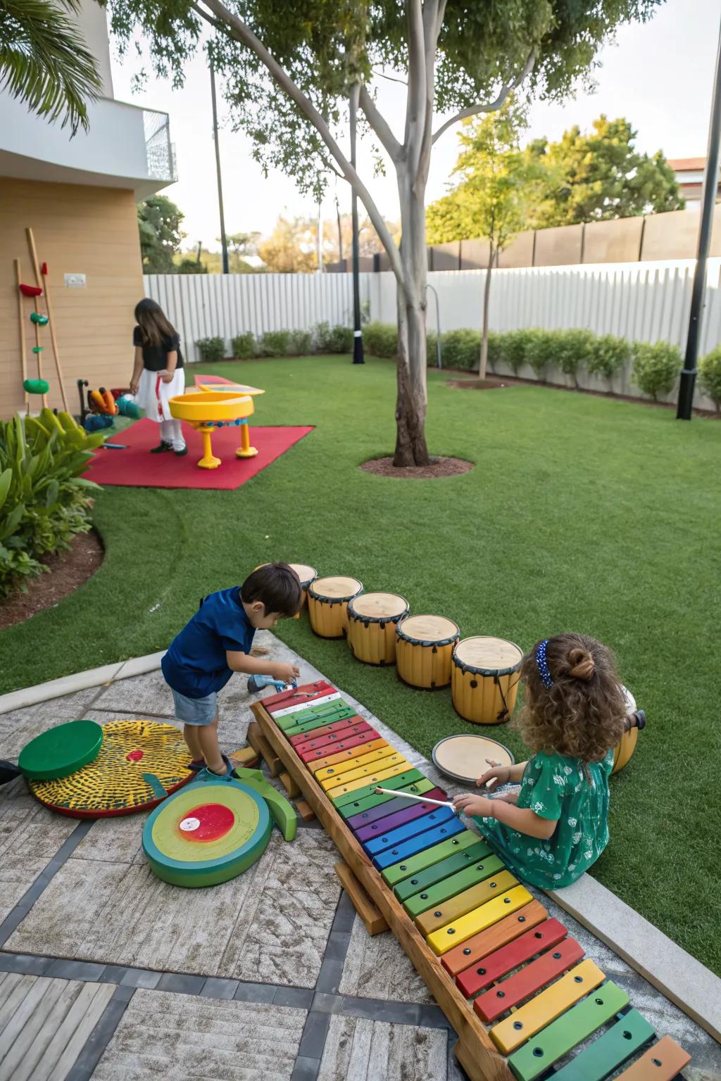Musical play stations encourage creativity and musical exploration.