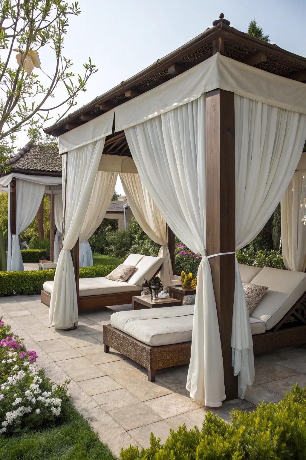 Cabanas offer a private, shaded retreat.