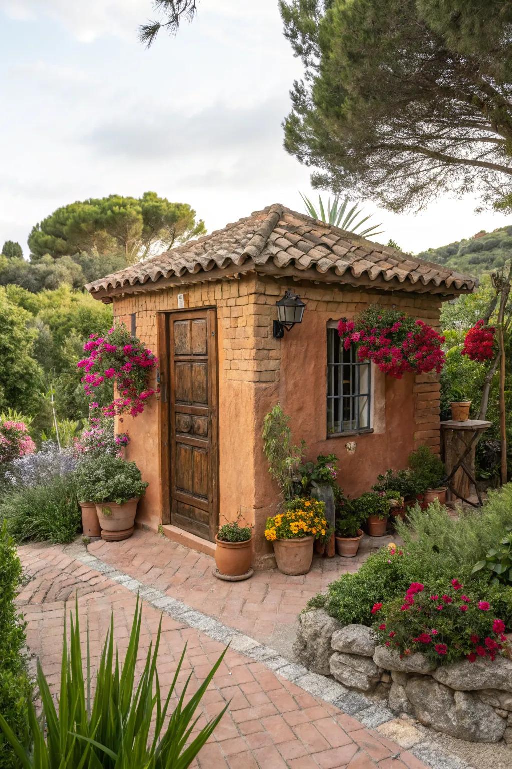 Terracotta adds warmth and a Mediterranean touch.