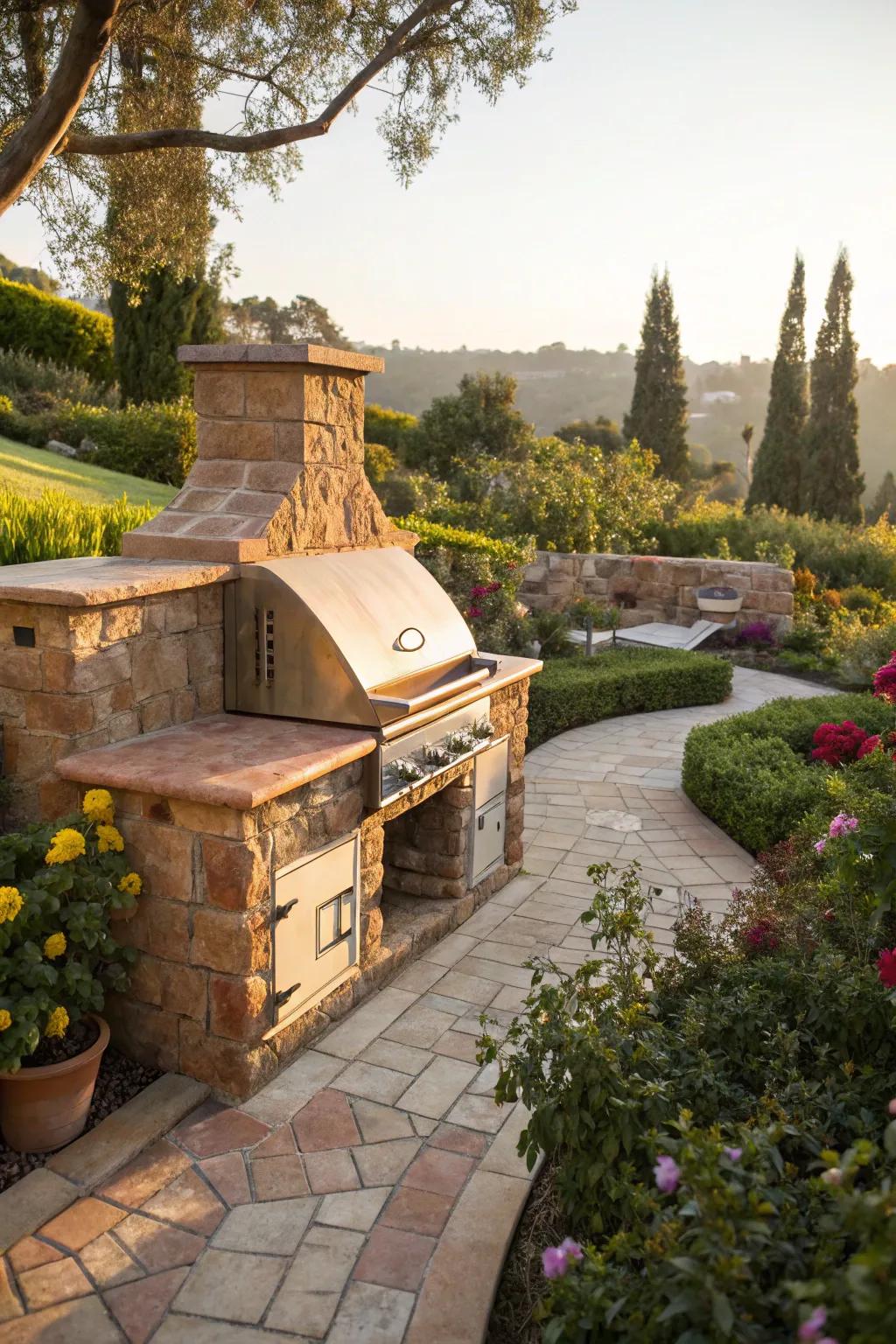 A Mediterranean stone grill that transports you to sunnier climes.