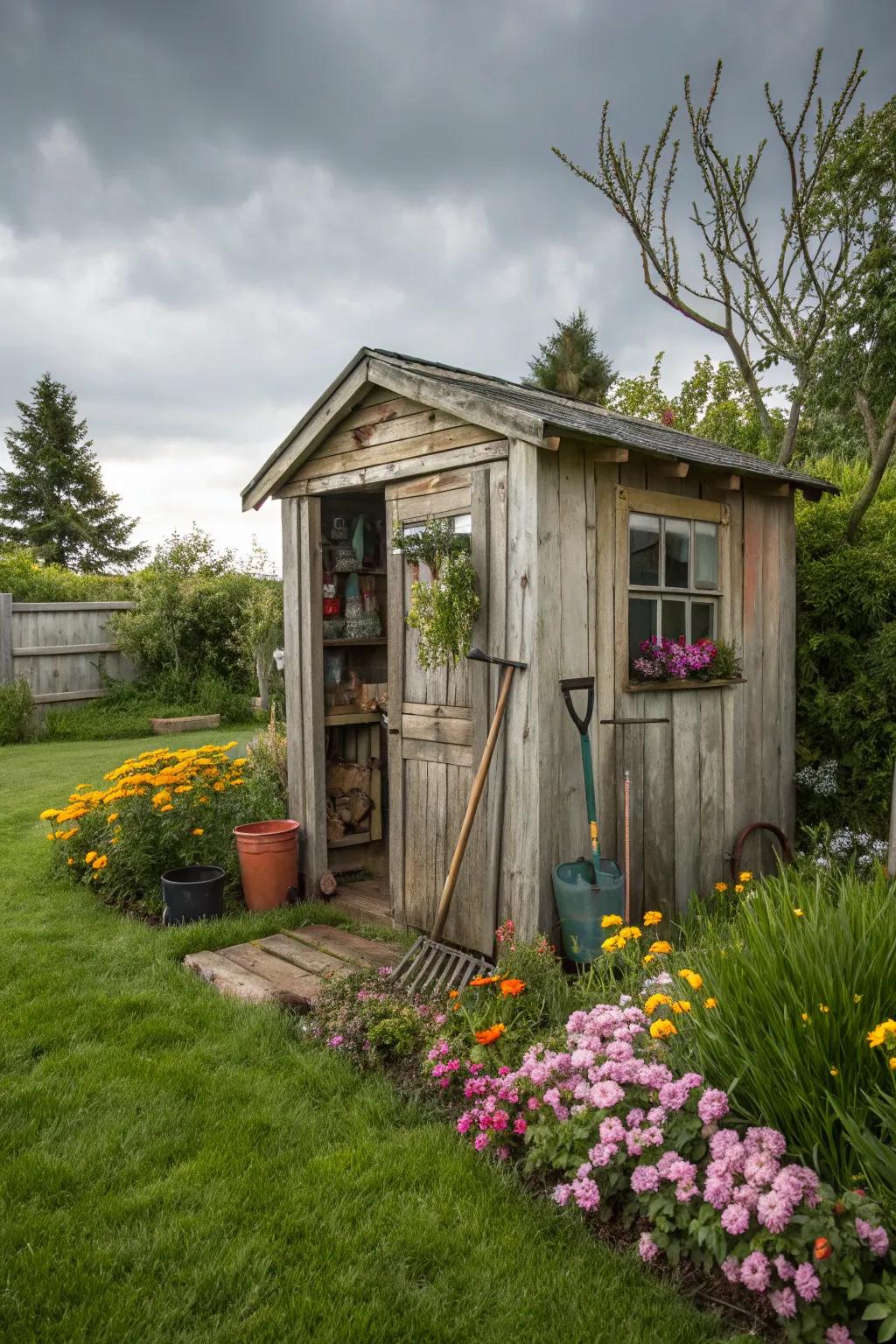 Keep your tools tidy with a charming shed.