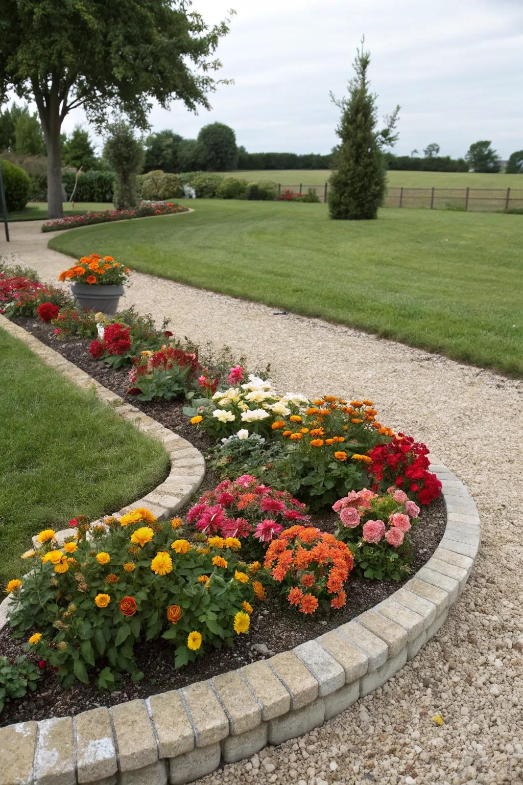 A gravel path offers practical access and a tidy finish.