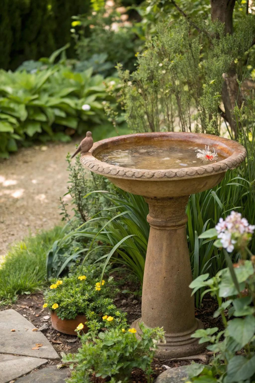 Natural camouflage creates a harmonious garden setting.